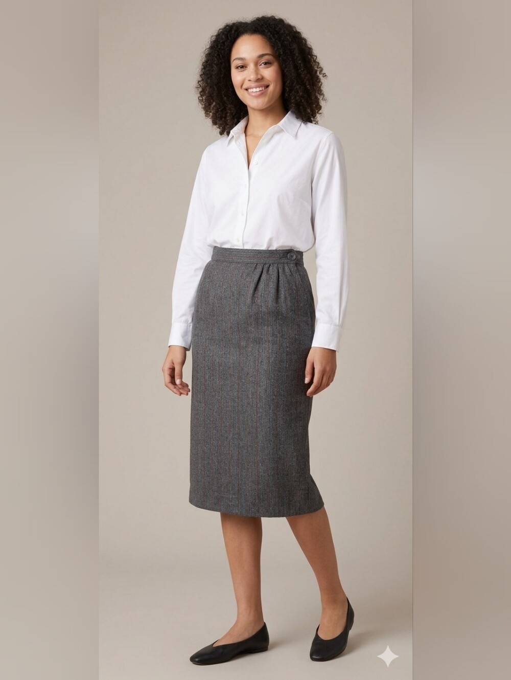 Vintage Peabody House 100% Wool Pencil Skirt Gray Tweed Lined Sz 7/8